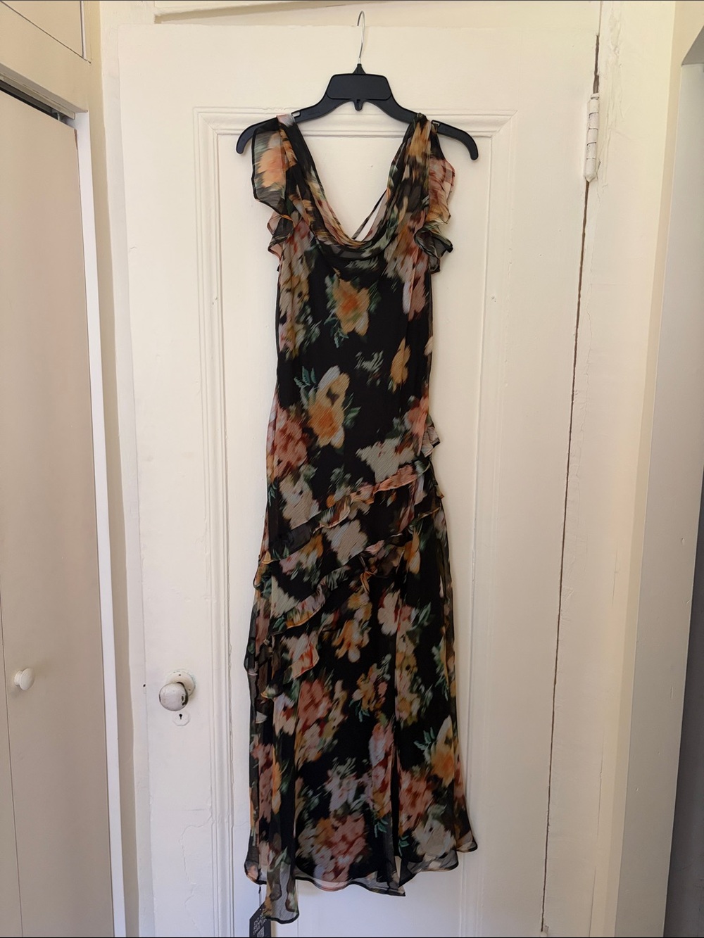 ASTR the Label Alinta Floral Printed Ruffle Cowl Neck Midi Dress